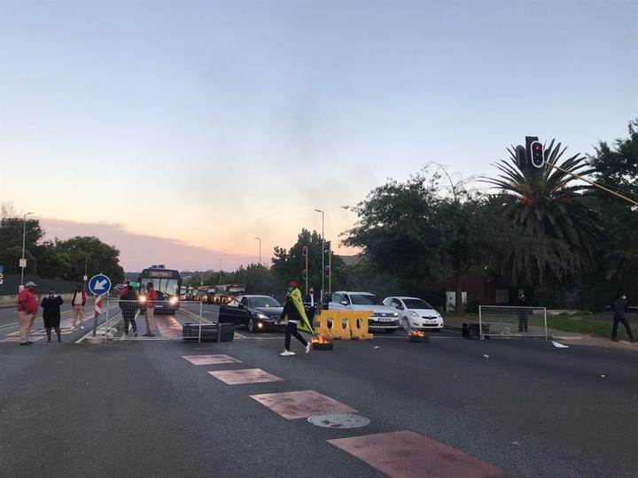 Students protest on Empire Road.